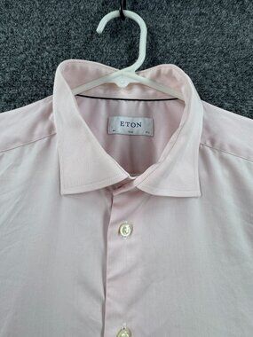 Eton Signature Twill Pink Mens Slim 17.5 Button Up Work Business Cotton Shirt